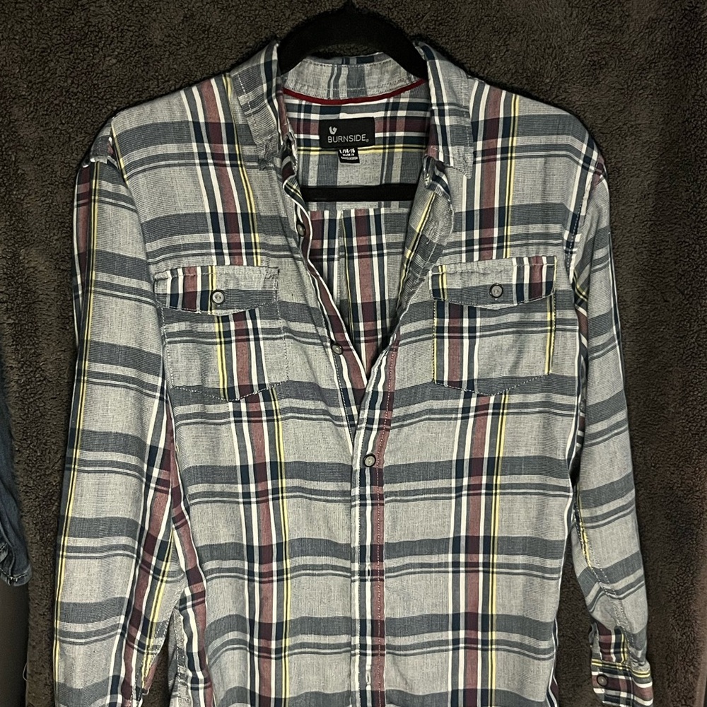 Burnside Men's Multicolor Plaid Button Down Shirt